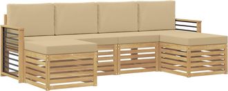 vidaXL Conjunto De Sof&aacute;s De Exterior 6 Uds. Y Beige Poli&eacute;ster Vidaxl