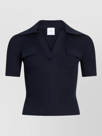Patou cotton polo shirt ribbed collar v neck