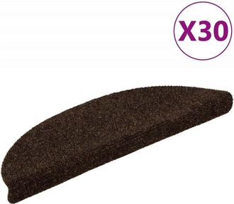 vidaXL vidaXL Tappetini per scale autoadesivi 30 pz 56x17x3 cm marrone semicircolari