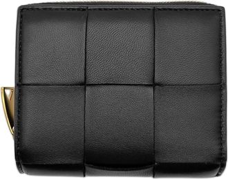Bottega Veneta Gold Black Leather Wallet (Bi-Fold) (Pre-Owned)