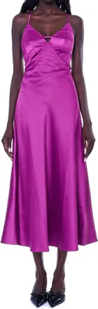 Moon River Tie Back Midi Dress In Eggplant