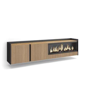Skraut Home Skraut Home - Mueble Tv, Televisi&oacute;n, Muebles De Sal&oacute;n, Almacenaje, 212x35x50cm, Para Tv Hasta 80, Chimenea El&eacute;ctrica Xxl, Colgado, Suspendido, Estilo 