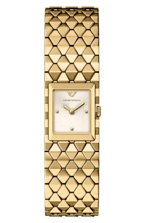 Emporio Armani Embedded Case Bracelet Watch, 20mm x 31mm in Gold at Nordstrom