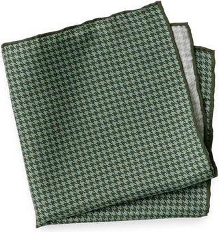 Paul Fredrick Houndstooth Silk Pocket Square in Green at Nordstrom