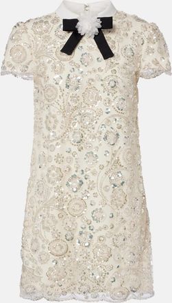 Self Portrait Bow-detail embellished minidress