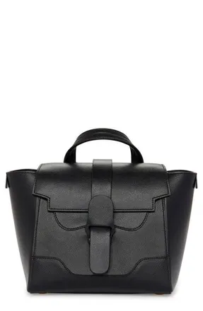 Senreve Senreve Mini Maestra Leather Satchel in Noir at Nordstrom