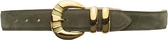 L'agence Womens The Yarros Embellised Belt In Olive Suede