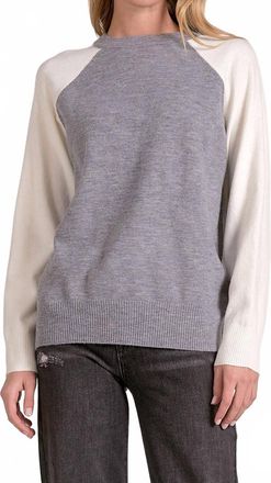 Elan Tatum Crewneck Sweater In Grey/white Colorblock