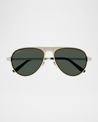 Cartier Men & apos;s CT0533SM Metal Aviator Sunglasses