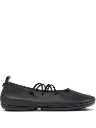 Camper lace-up leather flats - Black