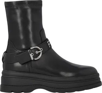 Pinko Ankle Boots With Silver Buckle And Sturdy Sole