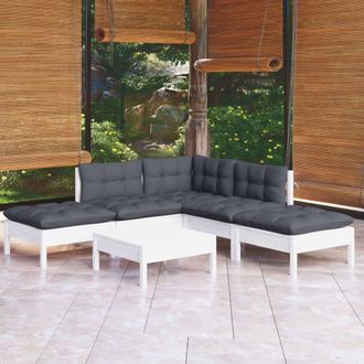 vidaXL Vidaxl - Muebles De Jard&iacute;n 6 Pzas Con Cojines Blanco Madera De Pino