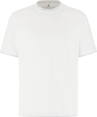 Brunello Cucinelli T-Shirt met Faux-Layering - Heren - T-shirts - Wit - S - Katoen - Tops