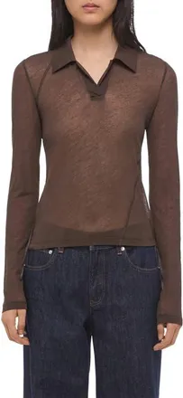 Helmut Lang Twisted Polo Top in Bistre at Nordstrom, Size X-Small