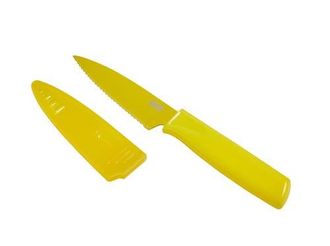 Kuhn Rikon Colori Non-Stick Serrated Paring Knife with Safety Sheath, 4 inch in Yellow at Nordstrom