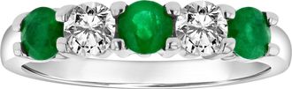 Diana M. Jewels 1.11cttw Emerald and Diamond Band set in 14k Gold