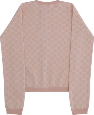 Gucci Wool Cardigan For Girl Pale Rose-White Ovis Aries Rose/white Sweater
