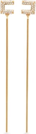 Elisabetta Franchi Logo Drop Earrings - female - Elisabetta Franchi - Earrings - Yellow - ONE SIZE - Accessories