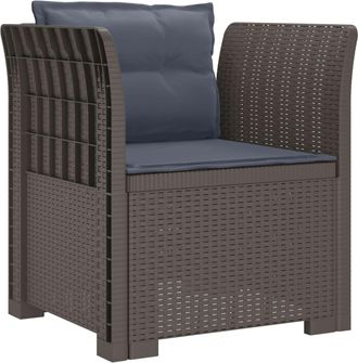 vidaXL Sill&oacute;n Individual Con Cojines Apariencia De Ratan Pp Gris Claro Vidaxl
