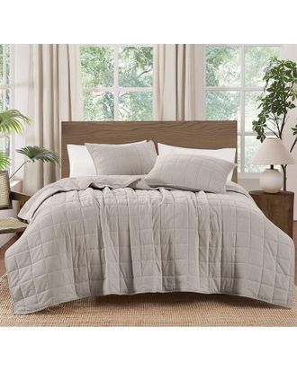 Brooklyn Loom Matte Cotton Velvet Channel Stitch Quilt Set