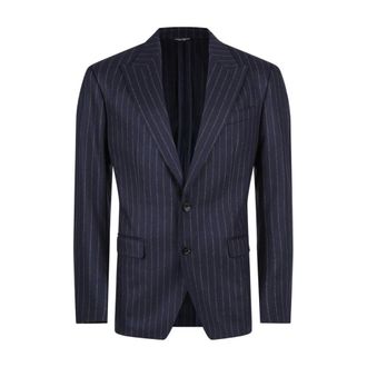 Dolce & Gabbana Blazers, male, Blue, Size: 2XL Navy Blue Pinstripe Jacket