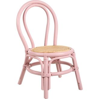 Beliani Beliani - Silla Infantil Boho Asiento Rat&aacute;n Exterior Interior Rosa Kalivia