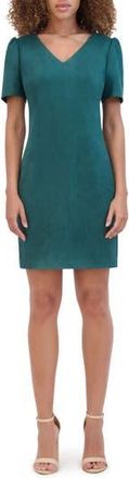 Kensie Stretch Faux Suede Shift Minidress in Pine at Nordstrom Rack, Size 12