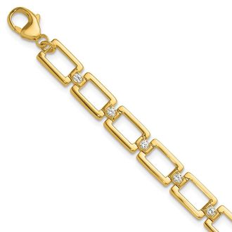 Diamond2Deal 14k Gold 1/2 Ct Lab Grown Diamond Fancy Link Bracelet