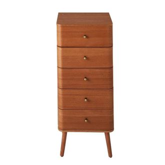 Calicosy KARL 5-Drawer Chest With Rounded Fronts, H100 Cm in Light Brown