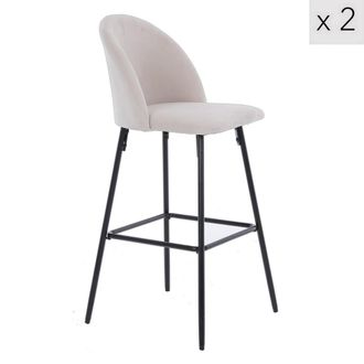 Nordlys Set 2 taburetes altos en acero y tejido beige