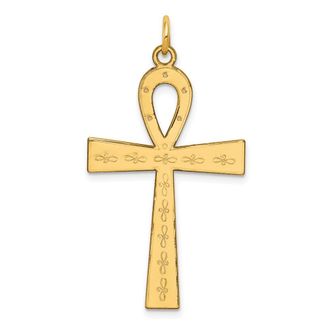 Diamond2Deal 14k Yellow Gold Laser Designed Ankh Cross Pendant