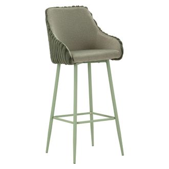 Dmora Silla Alta Spiti, Acolchada, Set De 2 Con Respaldo, Estructura De Madera Noble, 52x46x111h Cm Verde