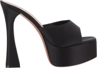 Amina Muaddi Dalida Plateau Slipper 140 - female - Amina Muaddi - Heeled Mules - Black - 5 1/2 UK - Shoes