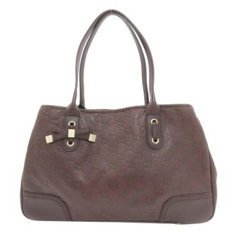 Gucci Dark Brown Leather Tote Bag (Pre-Owned)