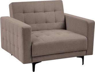Beliani Sill&oacute;n Moderno Reclinable Sill&oacute;n Cama De D&iacute;a Tapizado En Tela Con Capiton&eacute; Gris Pardo Aberdeen