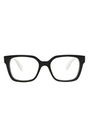 Alexander McQueen 52mm Square Optical Glasses in Black Black Transparent at Nordstrom Rack