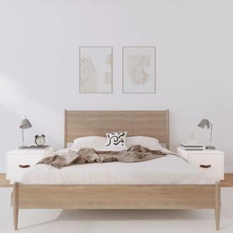 vidaXL Mesitas De Noche 2 Uds Madera Maciza Pino Blanco 40x34x35 Cm Vidaxl