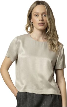 Kocca Overhemden, Dames, Grijs, M, Leer, Elegante korte gepolijste blouse