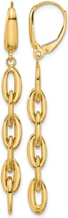 Diamond2Deal 14K Yellow Gold Fancy Oval Link Drop Dangle Earrings