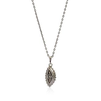 Roberto Cavalli Antique Silver Tone Eye Pendant Necklace