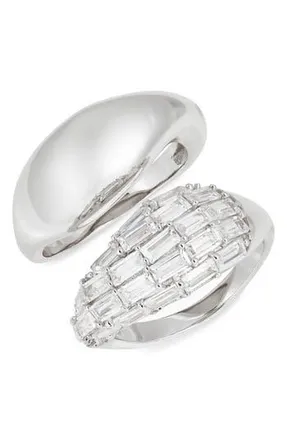 Nordstrom Set of 2 Cubic Zirconia Sculpted Rings in Sterling Silver Plated at Nordstrom Rack, Size 7