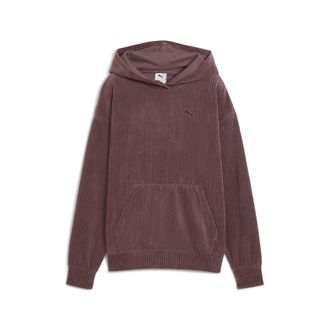 Puma Kapuzensweatshirt PUMA ESS ELEVATED COMFORT VELOUR RIB HOODIE, Damen, Gr. XL, raisin, Obermaterial: 68% Baumwolle, 32% Polyester, unifarben, comfort f