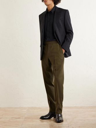 Tom Ford Atticus Straight-Leg Wool, Cashmere and Silk-Blend Canvas Suit Trousers