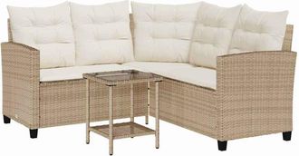 vidaXL Sof&aacute; De Jard&iacute;n En Forma De L Con Mesa Y Cojines Rat&aacute;n Pe Beige Vidaxl