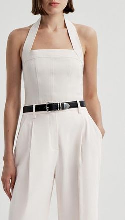 A.L.C. Lori Linen Blend Halter Top in Buttercream at Nordstrom, Size 12