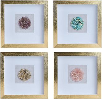 Tozai Home Twos Company Set Of 4 Semi-Precious Stone Shadow Box Wall Art