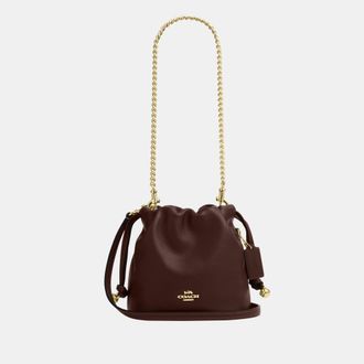 Coach Womens Faye Mini Drawstring Bag - Brown Leather - One Size