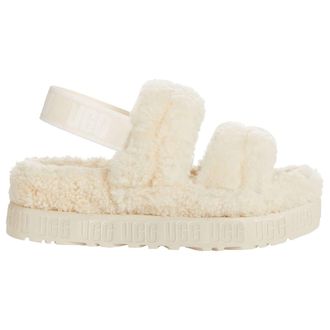 UGG Oh Fluffita Fur Suede Womens Slingbacks Sandals - Natural - Size:UK 7