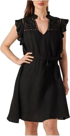 Minus Kleedjes, Dames, Zwart, M, Denim, Elegante korte jurk voor vrouwen