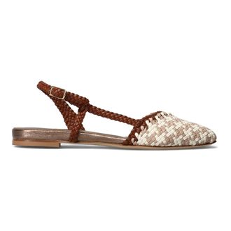 L'Arianna Ballerinas, female, Multicolor, Size: 7 US Woven Leather Flat Slingback